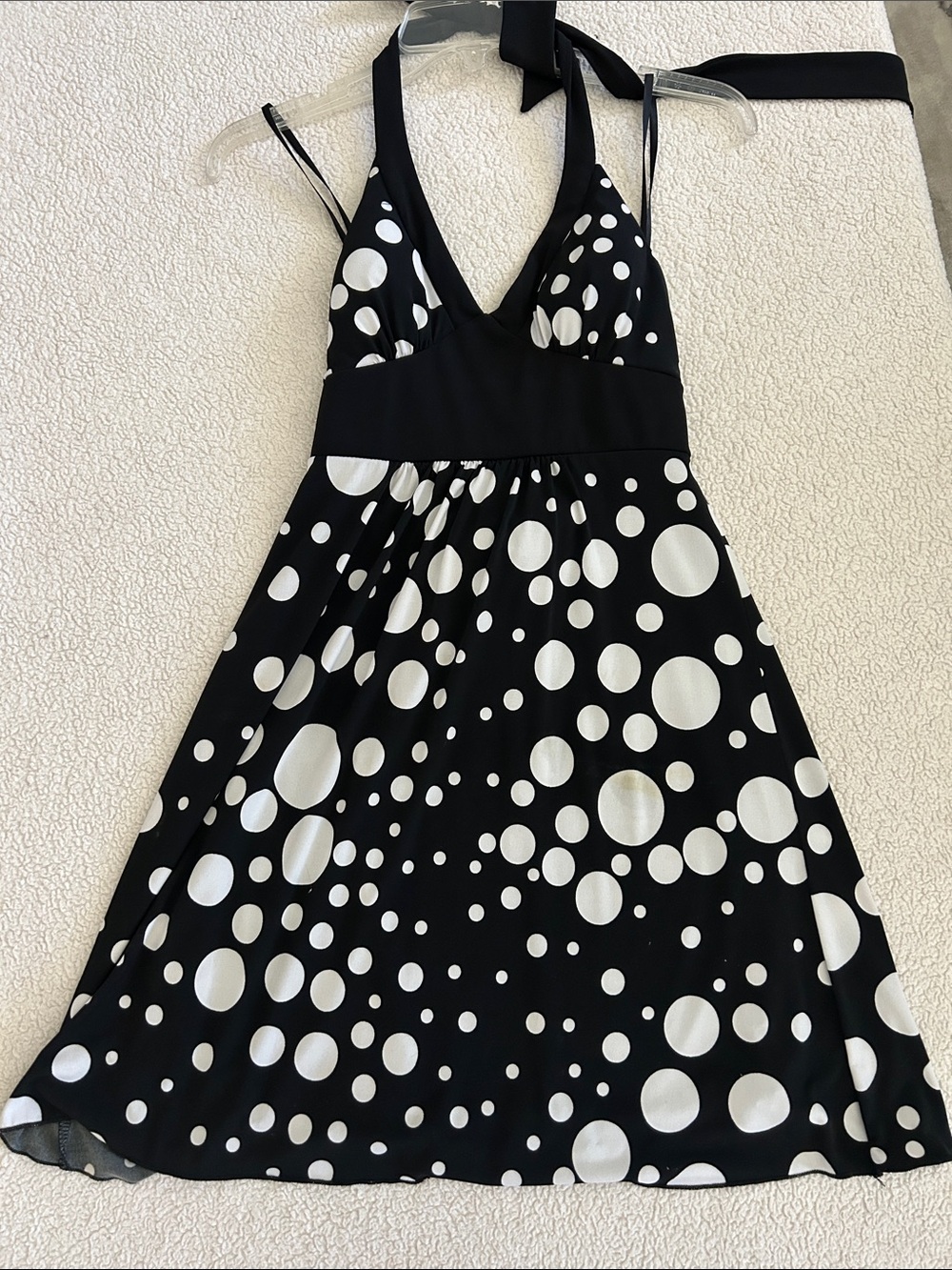 “I.N. San Francisco Polka Dot Halter Dress Black White Open Back Size S
